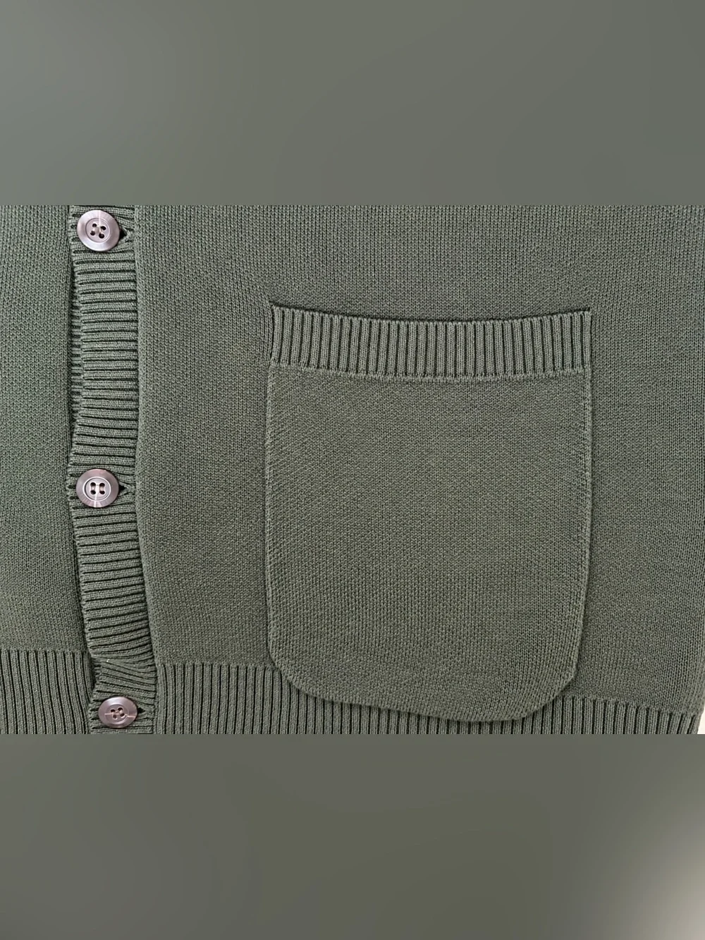 Vans Cotton Knit Cardigan Large Forest Green V-Neck Button Front Relaxed Fit